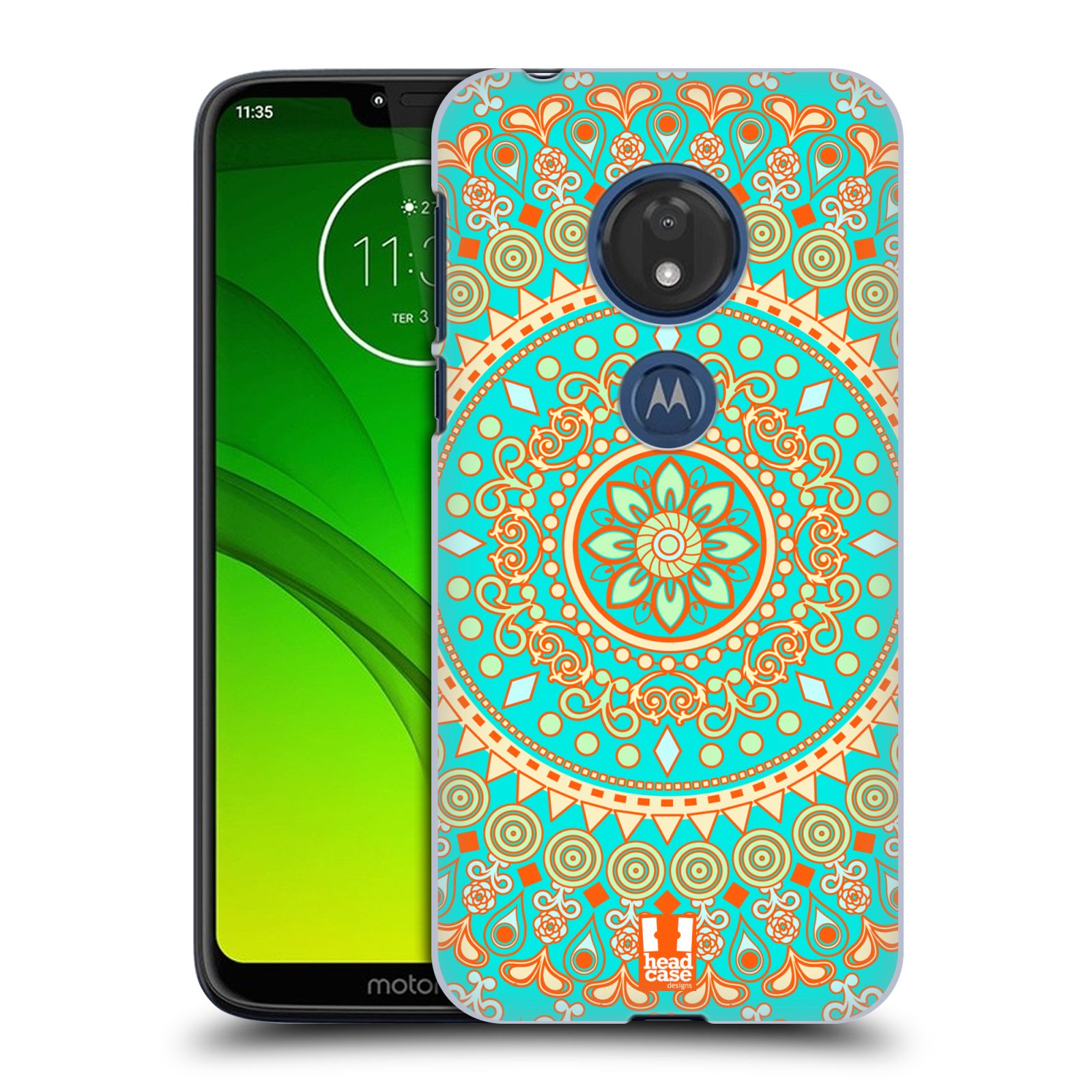 Pouzdro na mobil Motorola Moto G7 Play vzor Indie Mandala slunce barevný motiv TYRKYSOVÁ, ZELENÁ