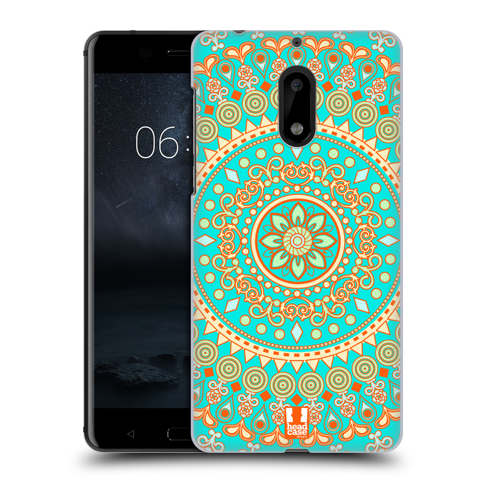 HEAD CASE plastový obal na mobil Nokia 6 vzor Indie Mandala slunce barevný motiv TYRKYSOVÁ, ZELENÁ