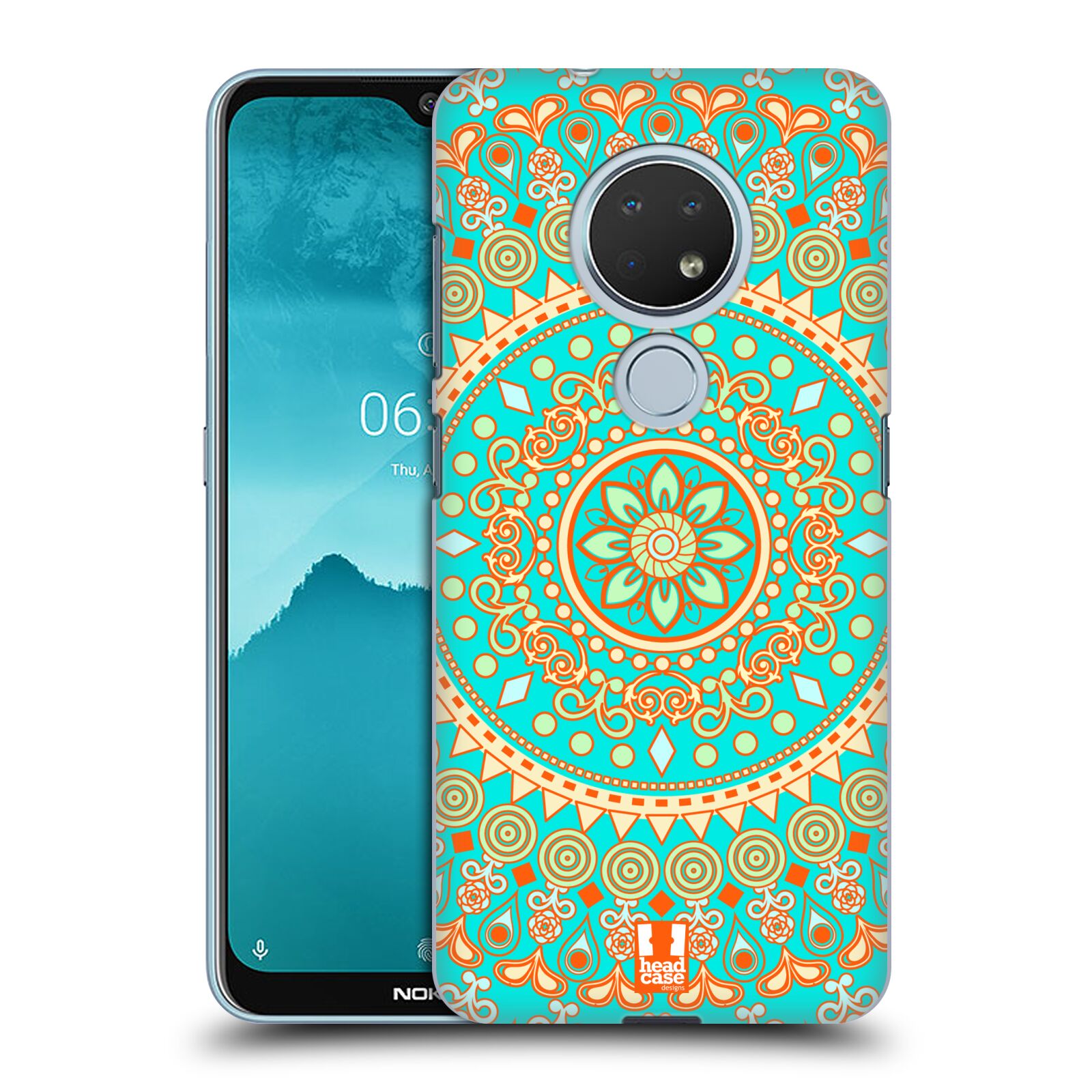 Pouzdro na mobil Nokia 6.2 - HEAD CASE - vzor Indie Mandala slunce barevný motiv TYRKYSOVÁ, ZELENÁ