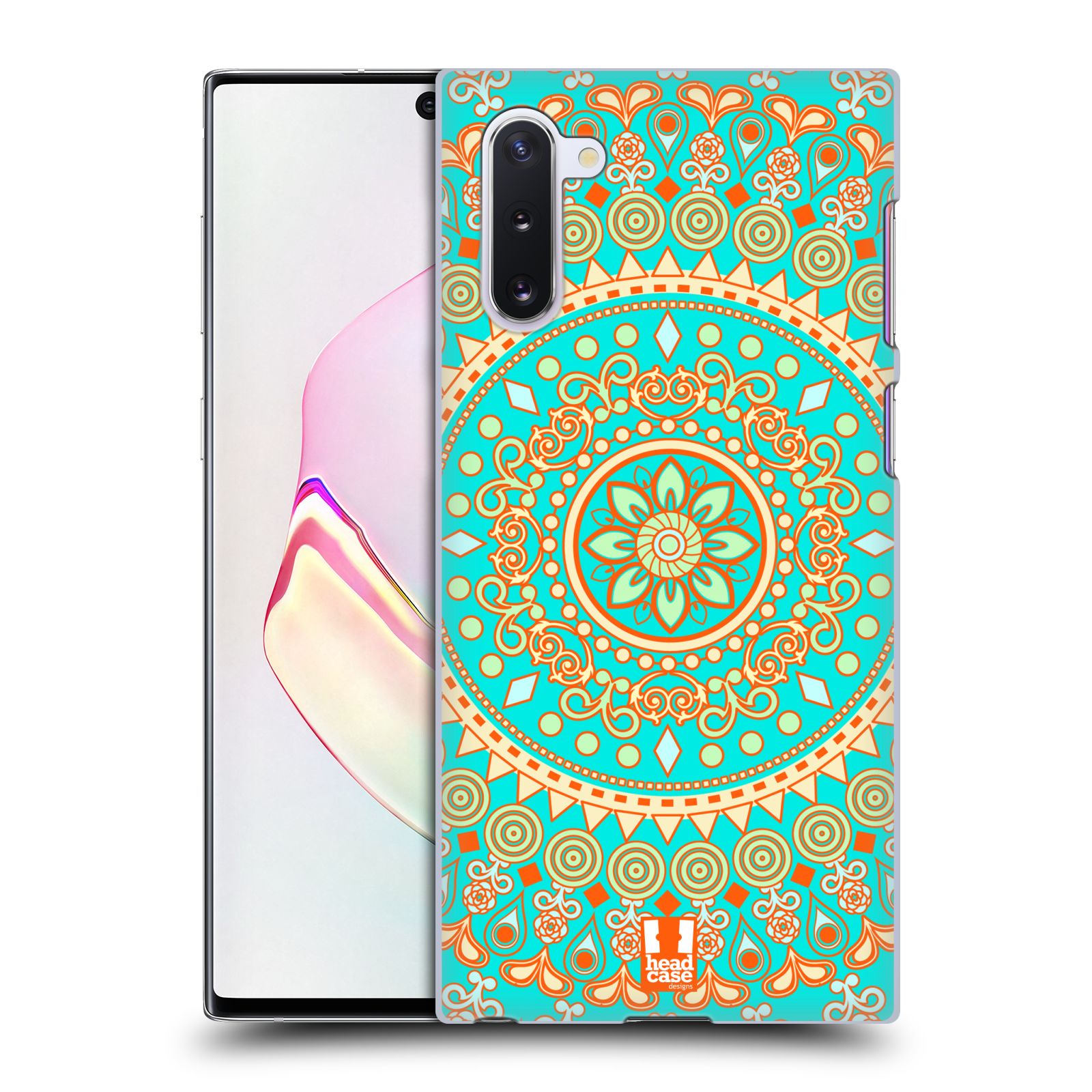 Pouzdro na mobil Samsung Galaxy Note 10 - HEAD CASE - vzor Indie Mandala slunce barevný motiv TYRKYSOVÁ, ZELENÁ