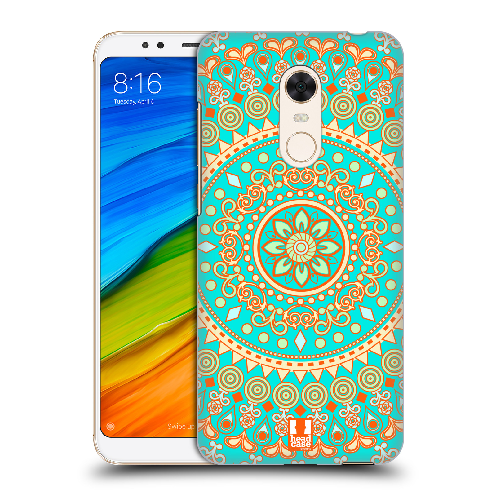 HEAD CASE plastový obal na mobil Xiaomi Redmi 5 PLUS vzor Indie Mandala slunce barevný motiv TYRKYSOVÁ, ZELENÁ