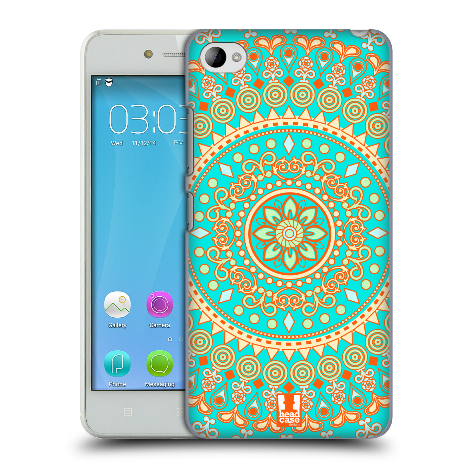 HEAD CASE pevný plastový obal na mobil LENOVO S90 vzor Indie Mandala slunce barevný motiv TYRKYSOVÁ, ZELENÁ