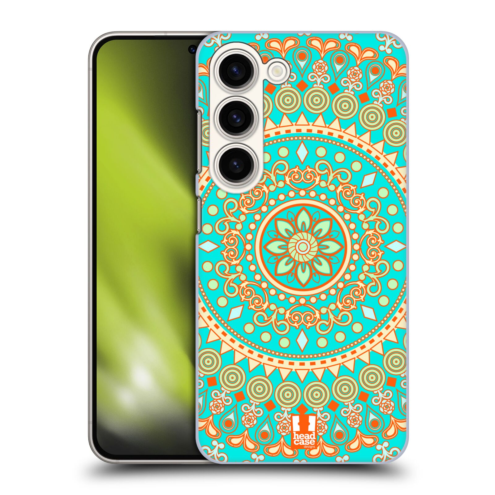 Plastový obal HEAD CASE na mobil Samsung Galaxy S23 vzor Indie Mandala slunce barevný motiv TYRKYSOVÁ, ZELENÁ