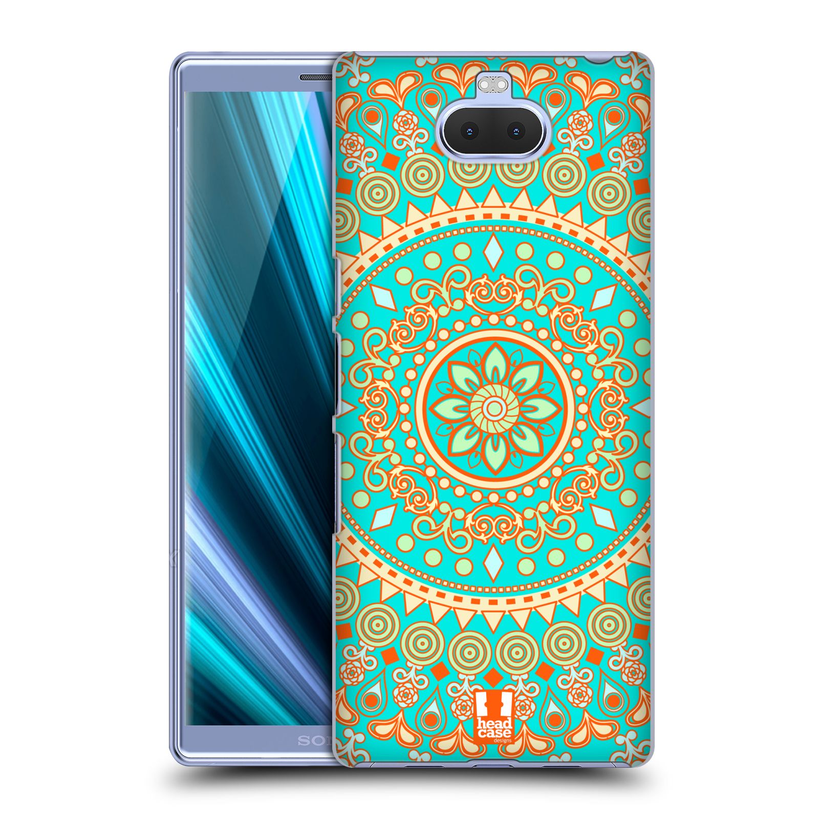 Pouzdro na mobil Sony Xperia 10 - Head Case - vzor Indie Mandala slunce barevný motiv TYRKYSOVÁ, ZELENÁ
