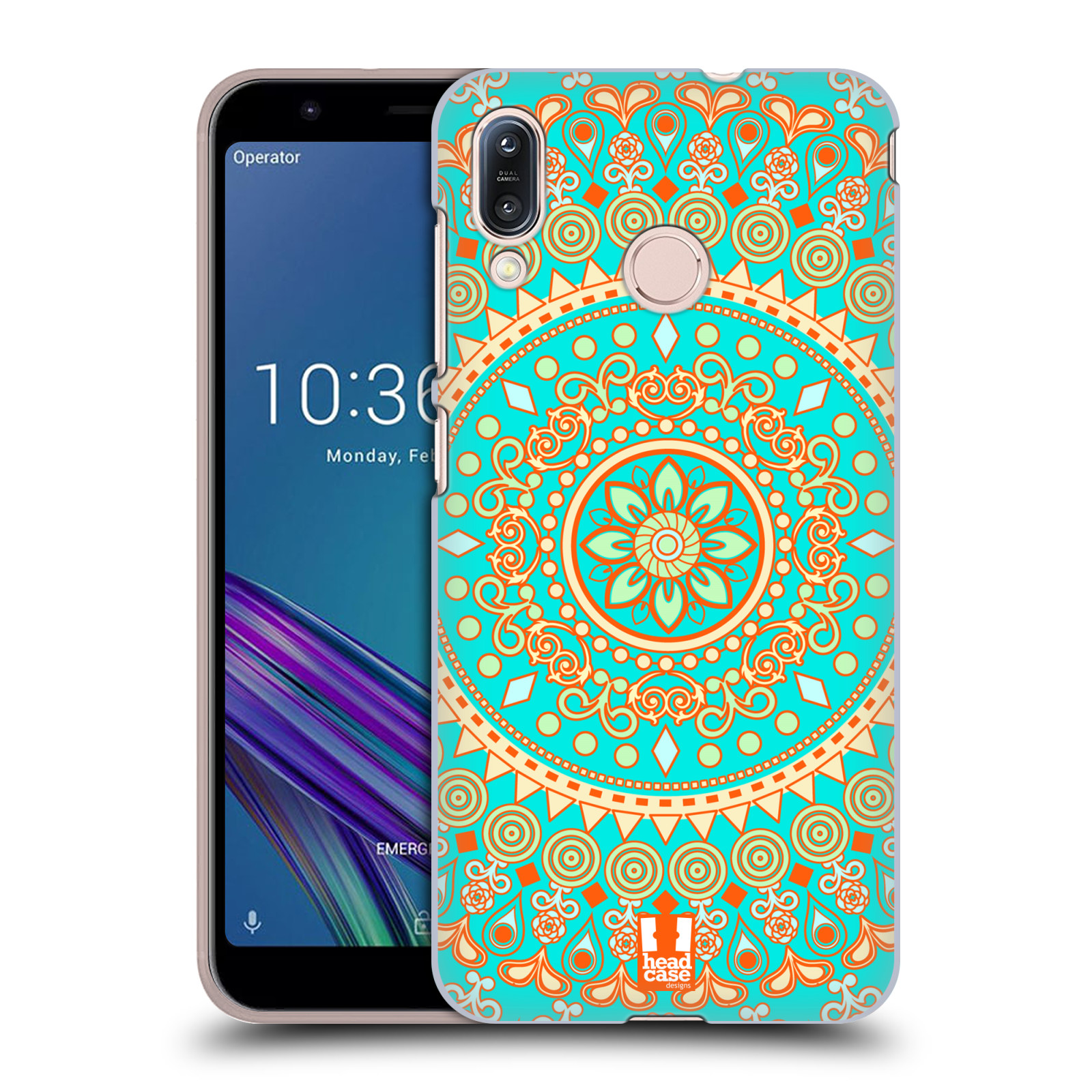 Pouzdro na mobil Asus Zenfone Max M1 (ZB555KL) - HEAD CASE - vzor Indie Mandala slunce barevný motiv TYRKYSOVÁ, ZELENÁ