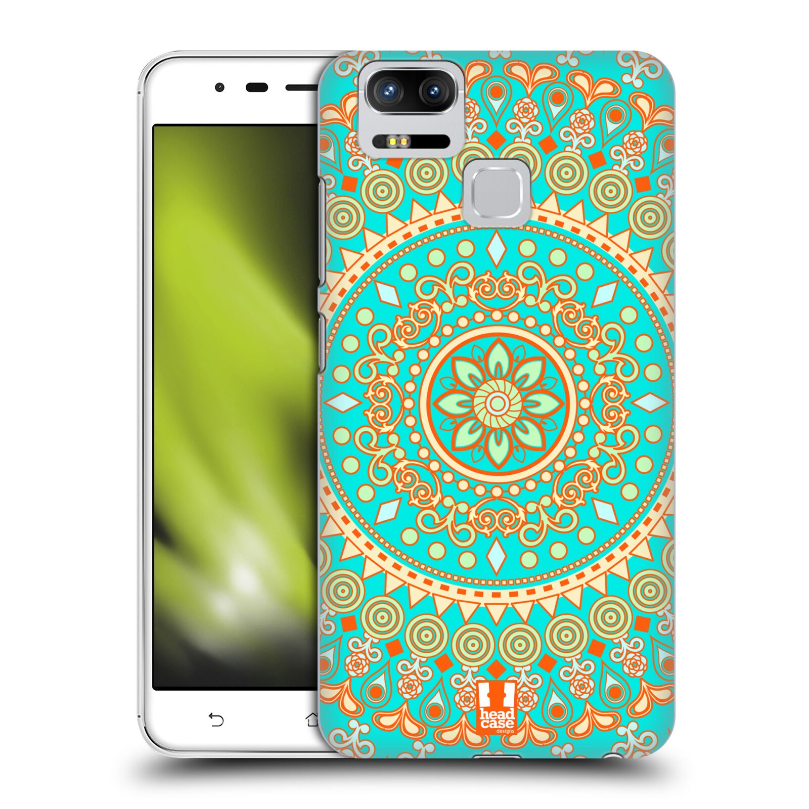 HEAD CASE plastový obal na mobil Asus Zenfone 3 Zoom ZE553KL vzor Indie Mandala slunce barevný motiv TYRKYSOVÁ, ZELENÁ