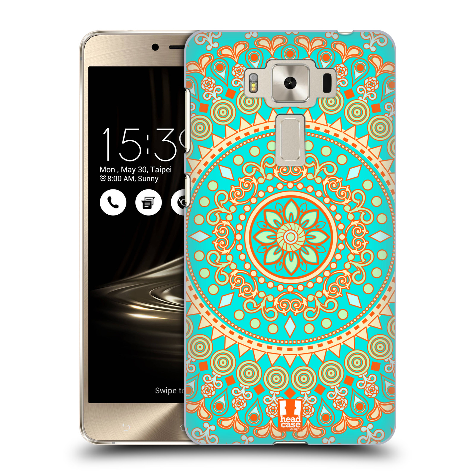 HEAD CASE plastový obal na mobil Asus Zenfone 3 DELUXE ZS550KL vzor Indie Mandala slunce barevný motiv TYRKYSOVÁ, ZELENÁ