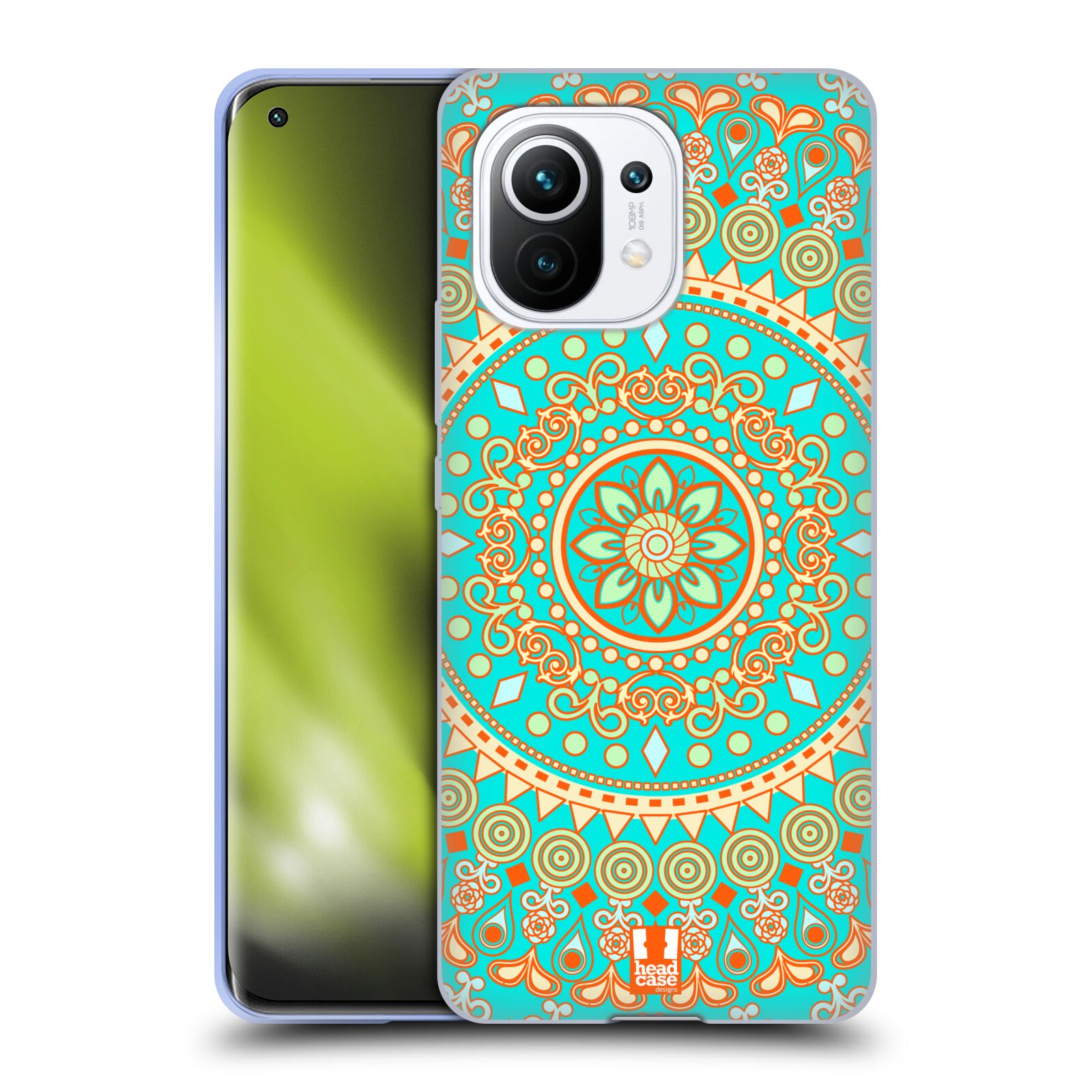 Plastový obal HEAD CASE na mobil Xiaomi Mi 11 vzor Indie Mandala slunce barevný motiv TYRKYSOVÁ, ZELENÁ
