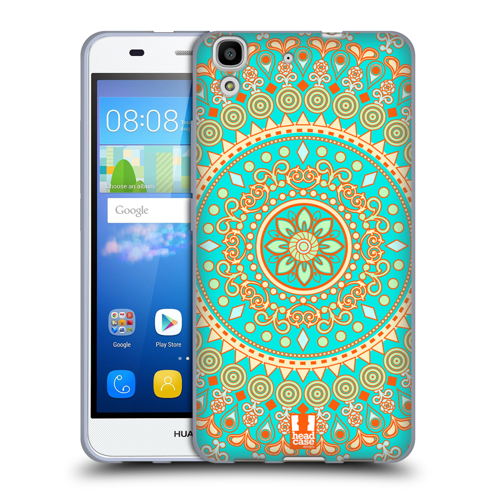 HEAD CASE silikonový obal na mobil HUAWEI Y6 vzor Indie Mandala slunce barevný motiv TYRKYSOVÁ, ZELENÁ