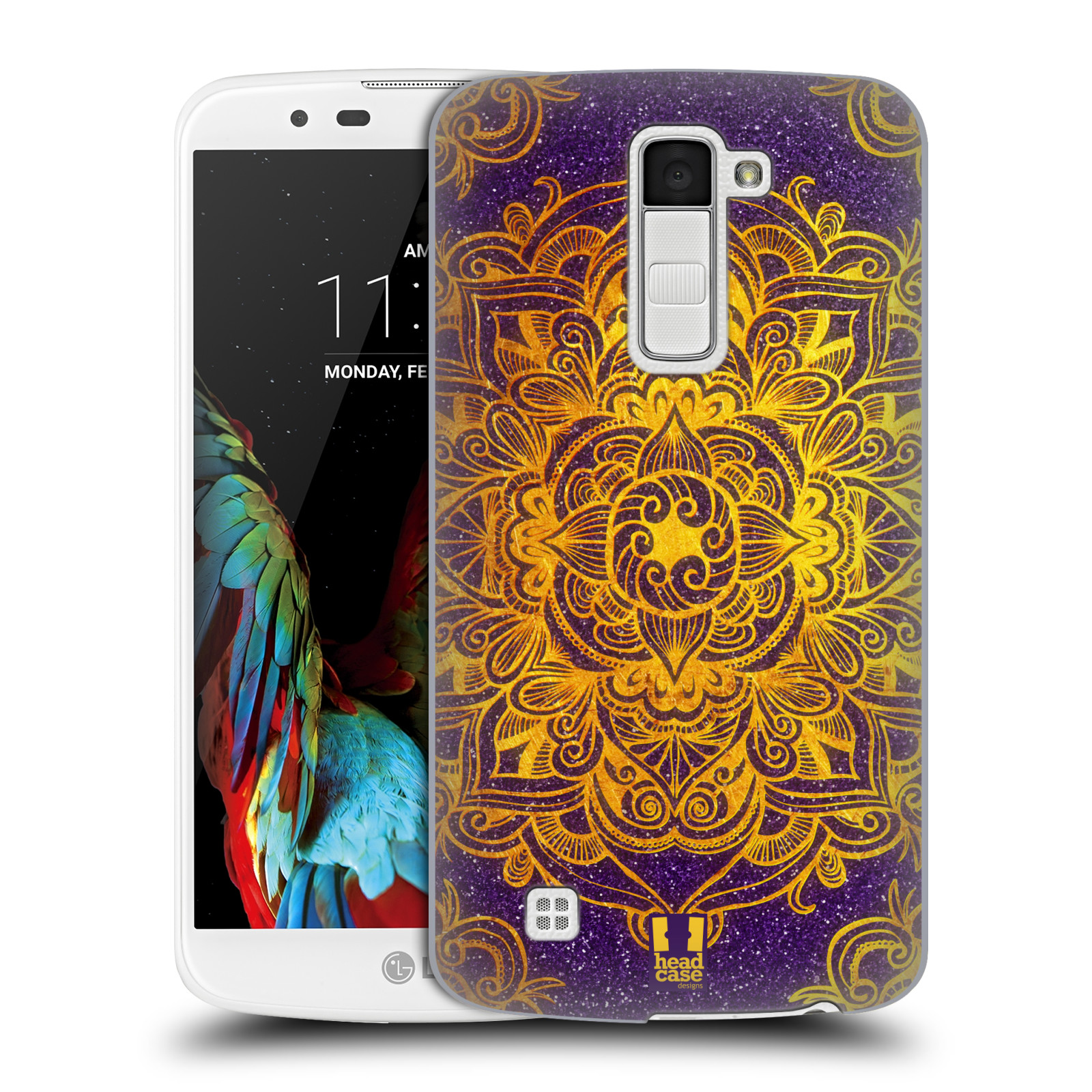 HEAD CASE plastový obal na mobil LG K10 vzor Indie Mandala slunce barevná ZLATÁ A FIALOVÁ