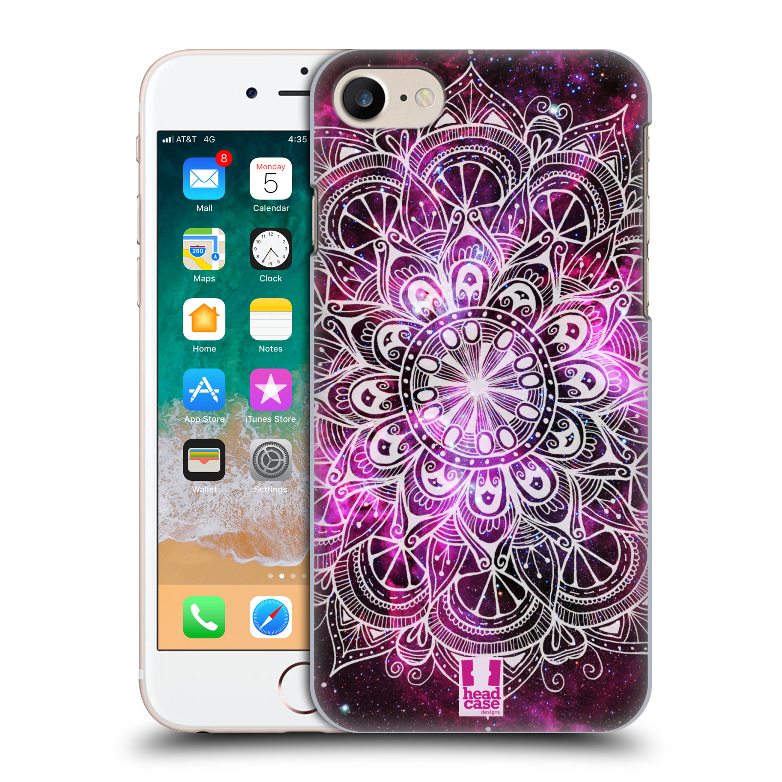 HEAD CASE plastový obal na mobil Apple Iphone 7 vzor Indie Mandala slunce barevná FIALOVÁ MLHOVINA