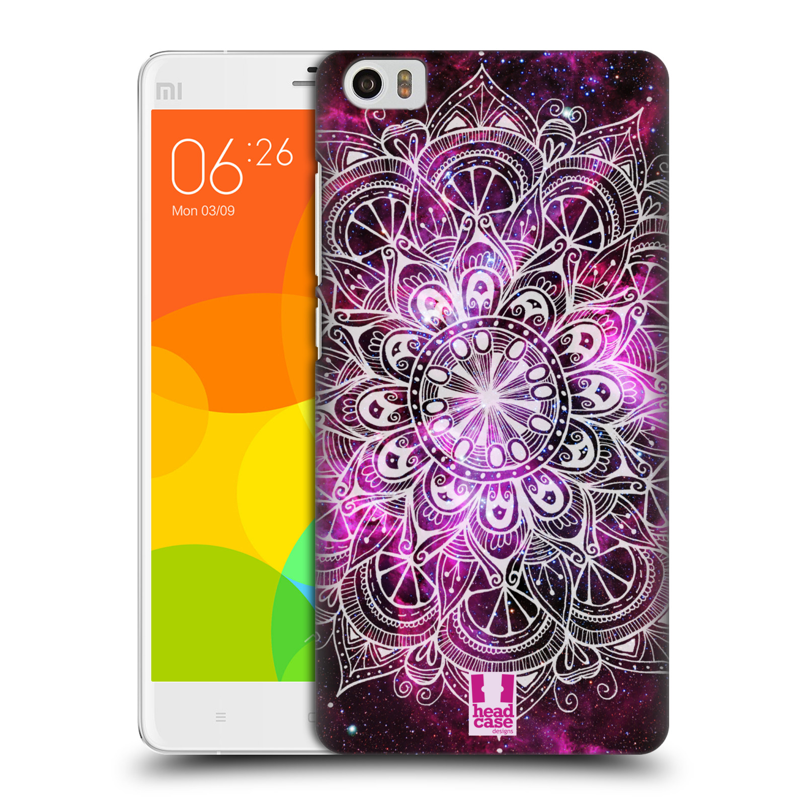 HEAD CASE pevný plastový obal na mobil XIAOMI Mi Note vzor Indie Mandala slunce barevná FIALOVÁ MLHOVINA