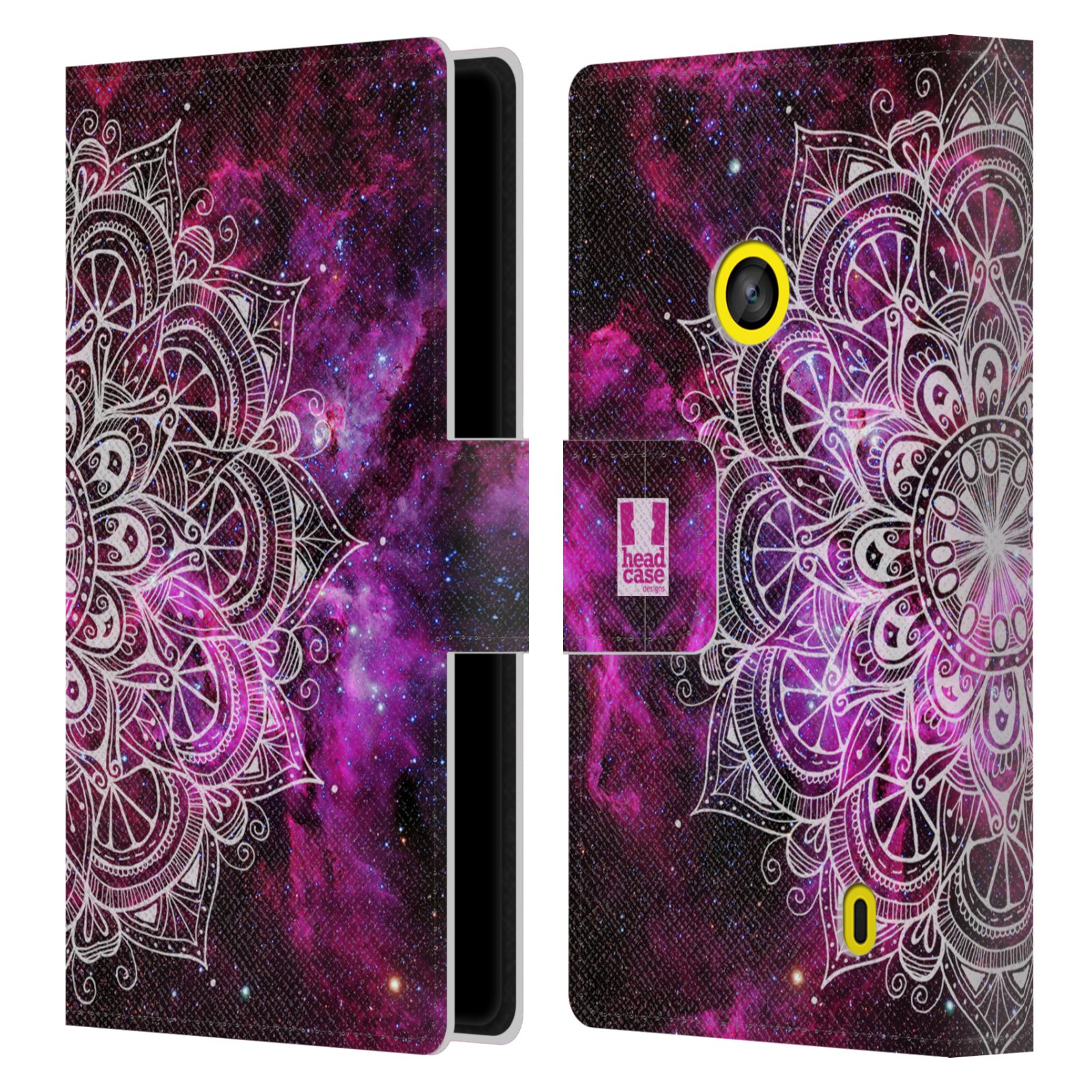 HEAD CASE Flipové pouzdro pro mobil NOKIA LUMIA 520 / 525 mandala kreslená fialová vesmír