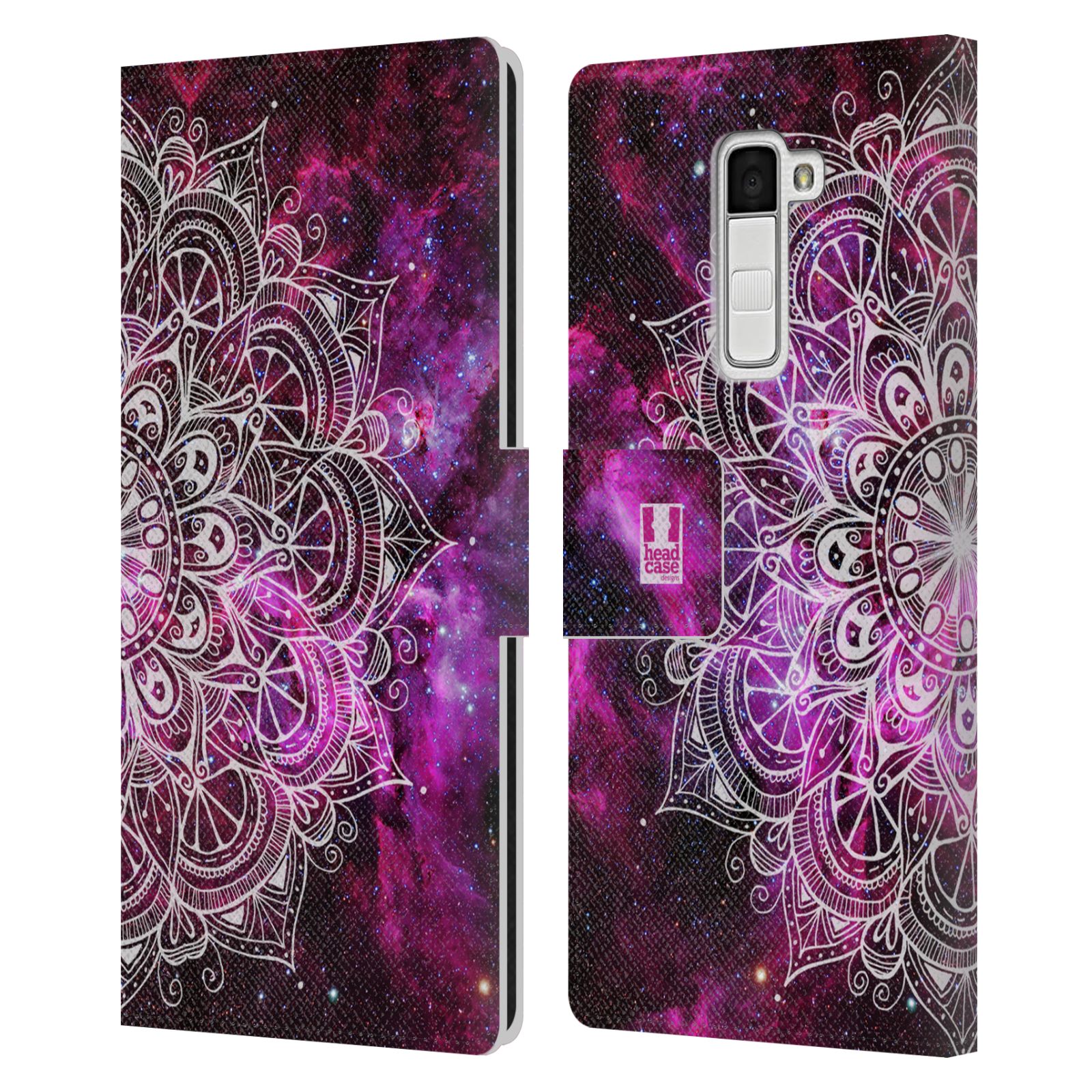 HEAD CASE Flipové pouzdro pro mobil LG K10 mandala kreslená fialová vesmír