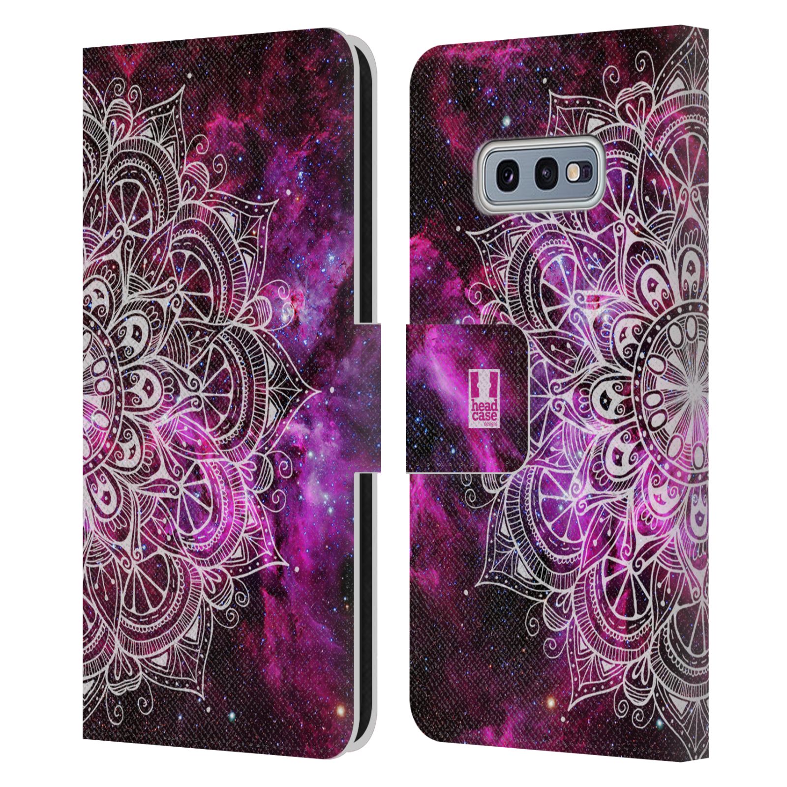 Pouzdro HEAD CASE na mobil Samsung Galaxy S10e mandala kreslená fialová vesmír