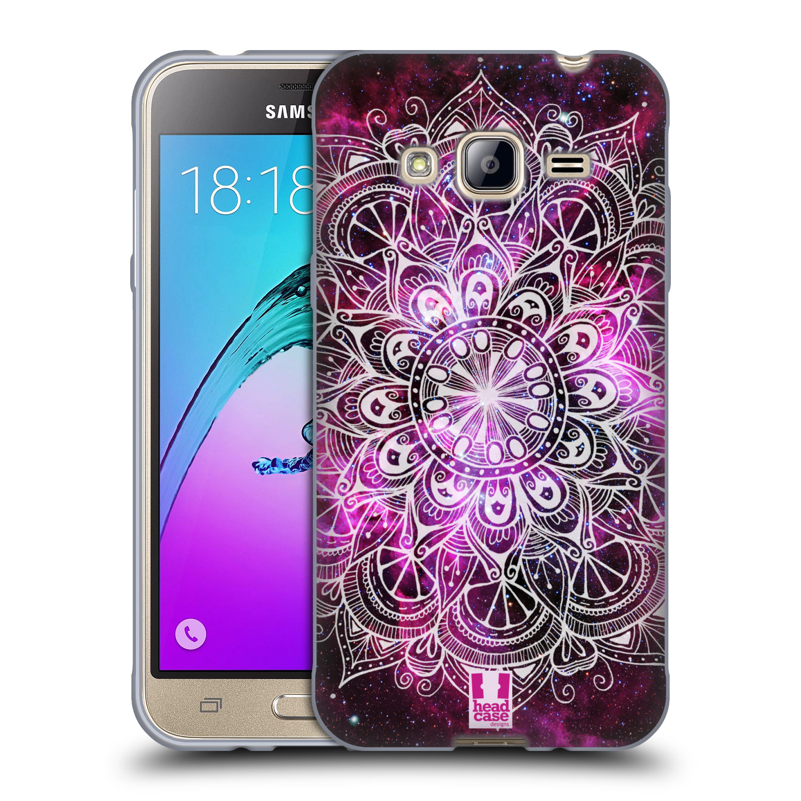 HEAD CASE silikonový obal na mobil Samsung Galaxy J3, J3 2016 vzor Indie Mandala slunce barevná FIALOVÁ MLHOVINA