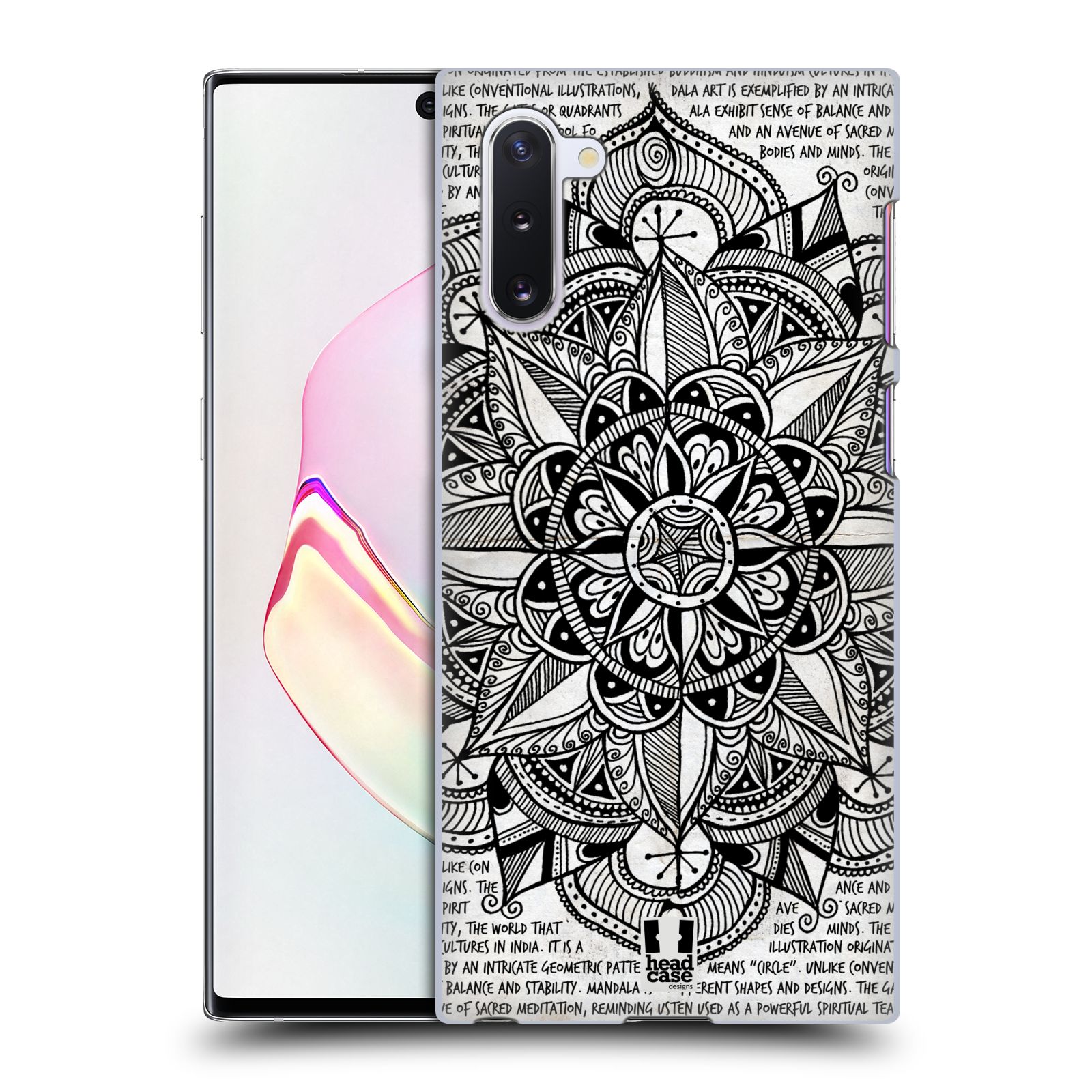 Pouzdro na mobil Samsung Galaxy Note 10 - HEAD CASE - vzor Indie Mandala slunce barevná ČERNÁ A BÍLÁ MAPA