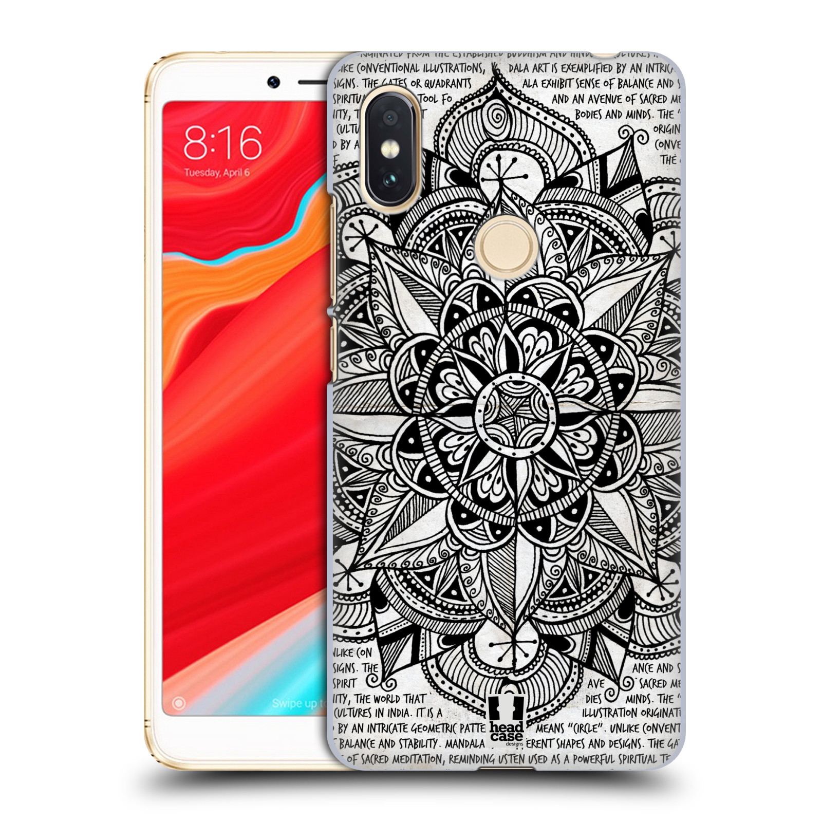 HEAD CASE plastový obal na mobil Xiaomi Redmi S2 vzor Indie Mandala slunce barevná ČERNÁ A BÍLÁ MAPA
