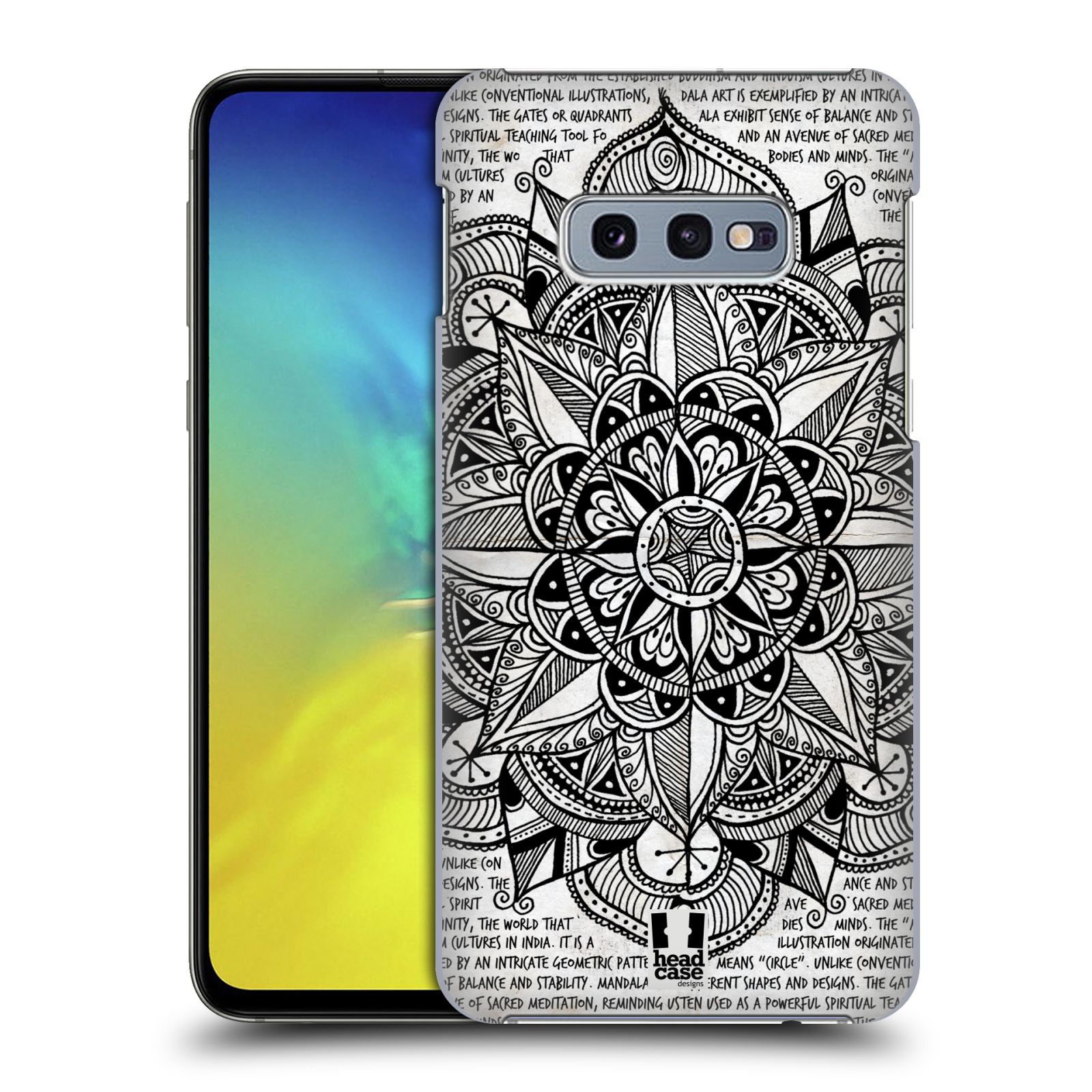 Pouzdro na mobil Samsung Galaxy S10e - HEAD CASE - vzor Indie Mandala slunce barevná ČERNÁ A BÍLÁ MAPA