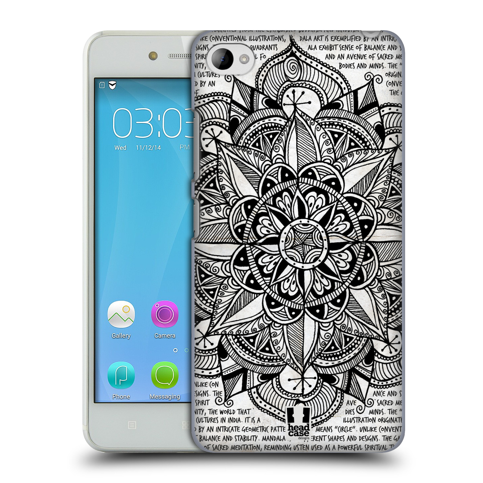 HEAD CASE pevný plastový obal na mobil LENOVO S90 vzor Indie Mandala slunce barevná ČERNÁ A BÍLÁ MAPA