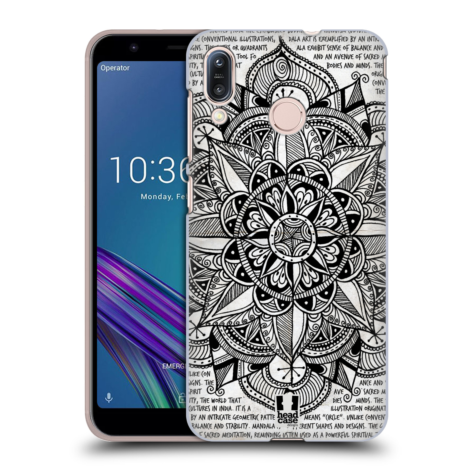Pouzdro na mobil Asus Zenfone Max M1 (ZB555KL) - HEAD CASE - vzor Indie Mandala slunce barevná ČERNÁ A BÍLÁ MAPA