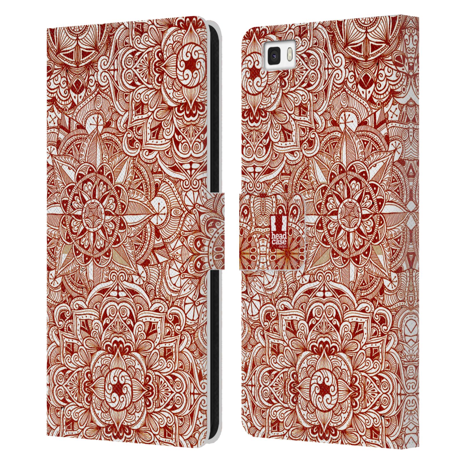 HEAD CASE Flipové pouzdro pro mobil Huawei P8 LITE mandala kreslená červená