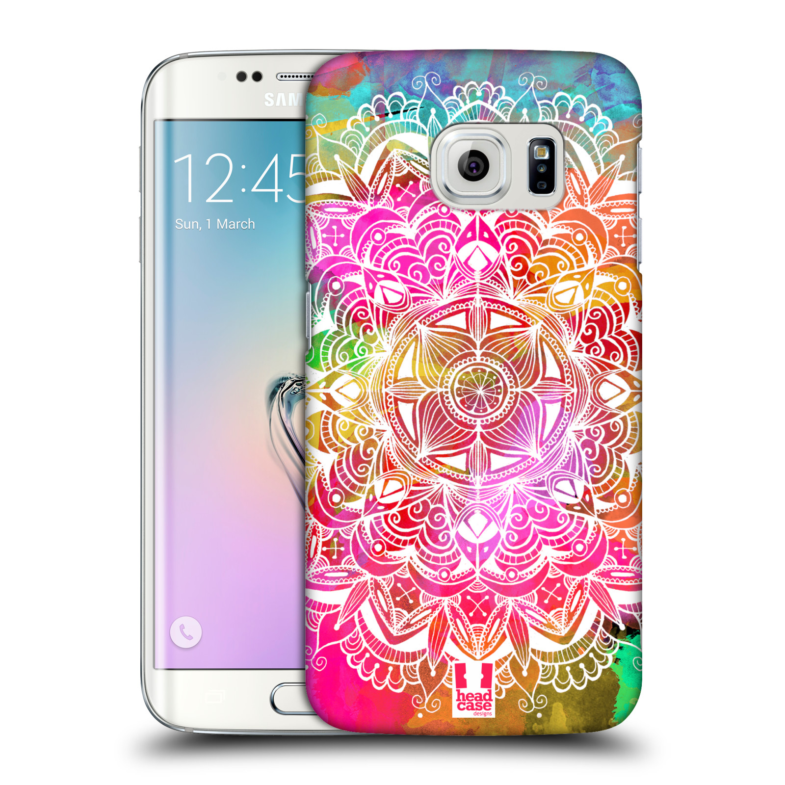 HEAD CASE plastový obal na mobil SAMSUNG Galaxy S6 EDGE (G9250, G925, G925F) vzor Indie Mandala slunce barevná DUHA