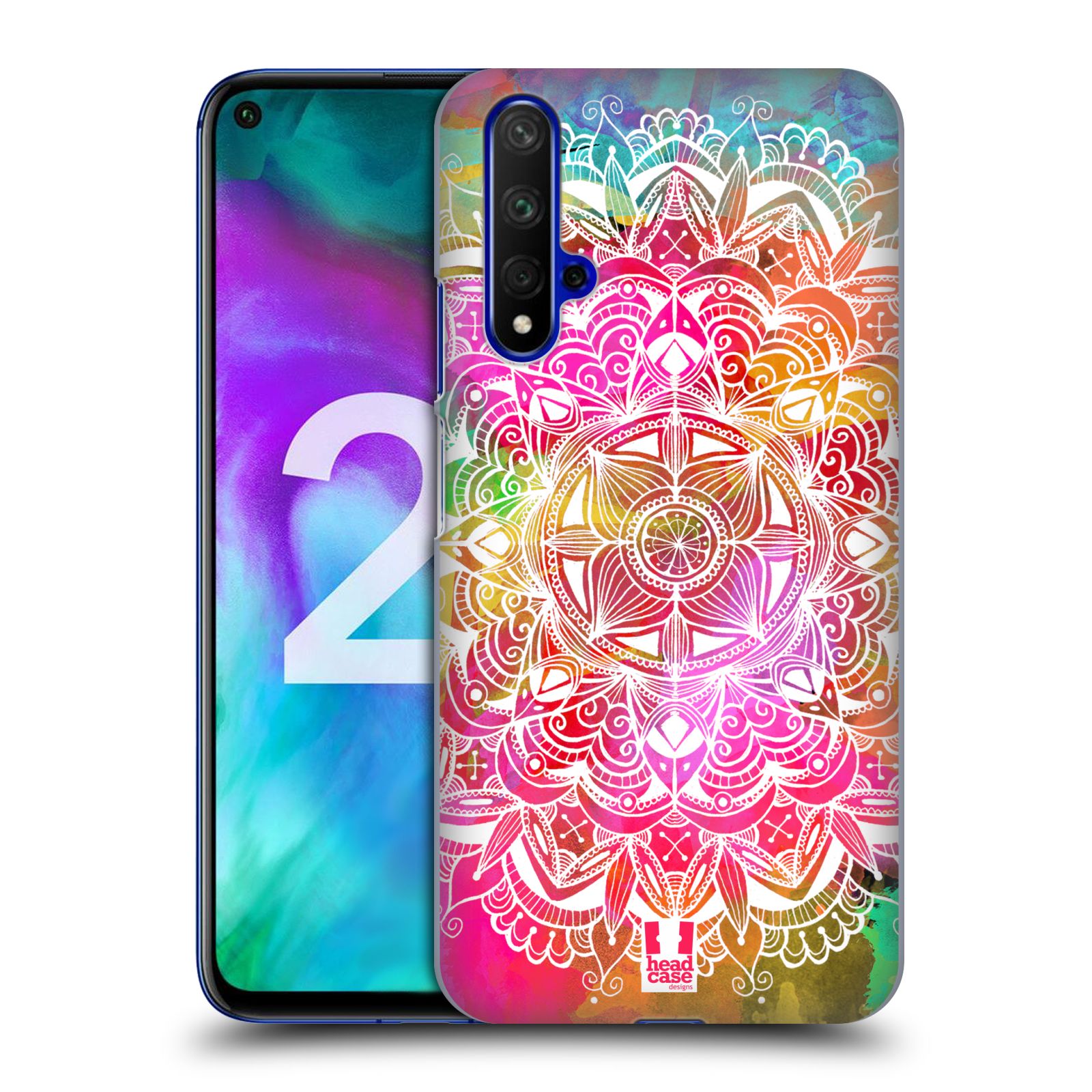 Pouzdro na mobil Honor 20 - HEAD CASE - vzor Indie Mandala slunce barevná DUHA