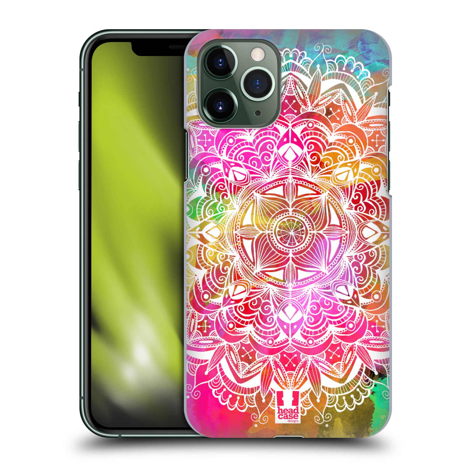Pouzdro na mobil Apple Iphone 11 PRO - HEAD CASE - vzor Indie Mandala slunce barevná DUHA