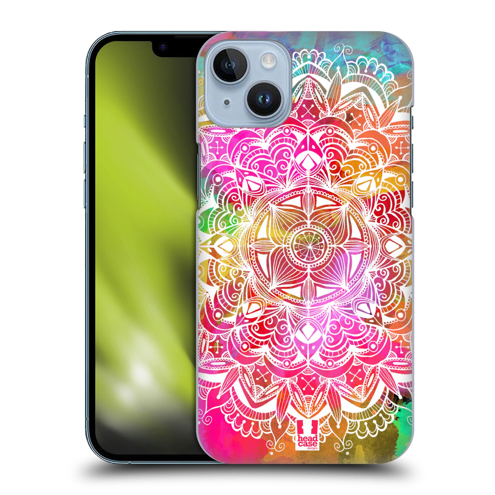 Plastový obal HEAD CASE na mobil Apple Iphone 14 PLUS vzor Indie Mandala slunce barevná DUHA