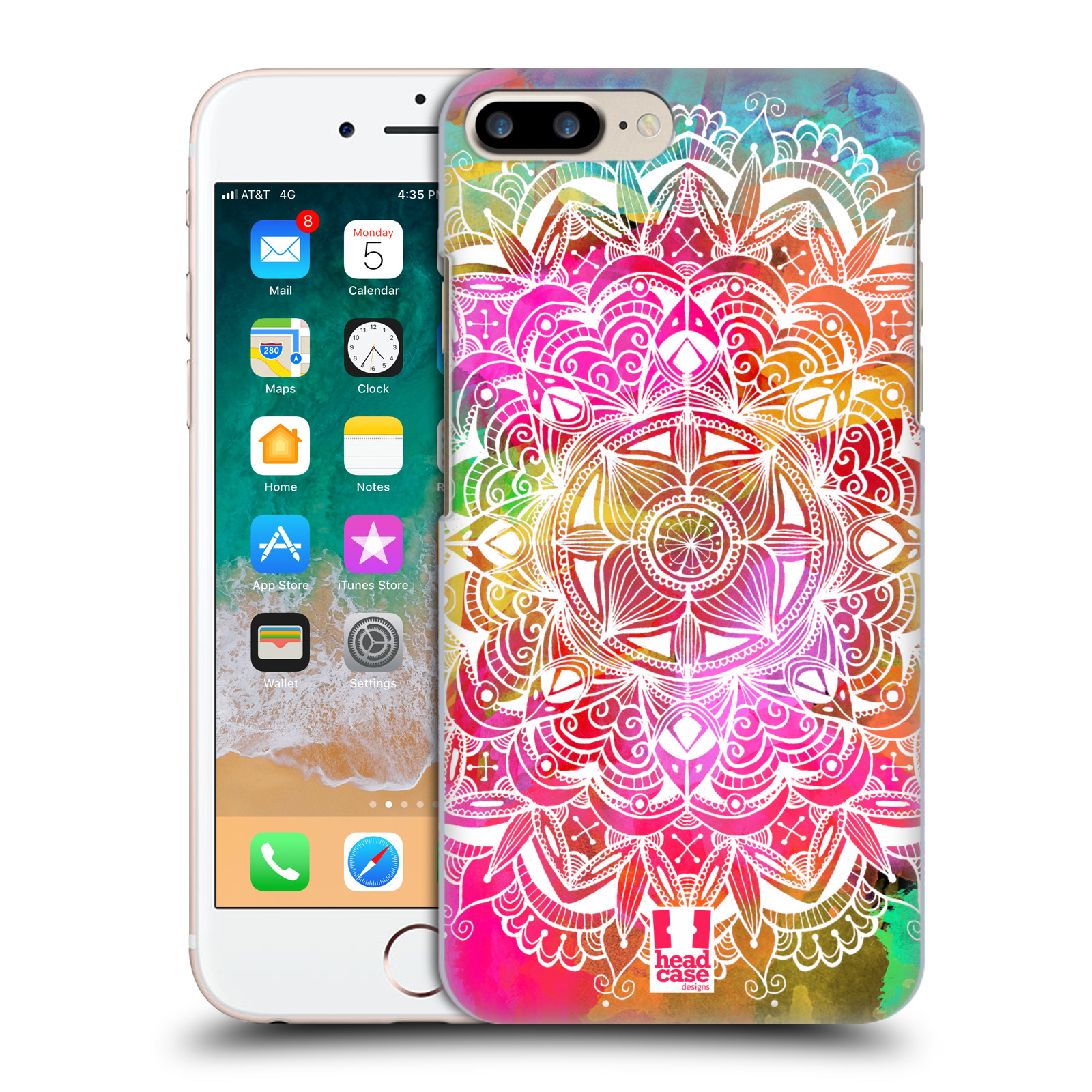 HEAD CASE plastový obal na mobil Apple Iphone 7 PLUS vzor Indie Mandala slunce barevná DUHA