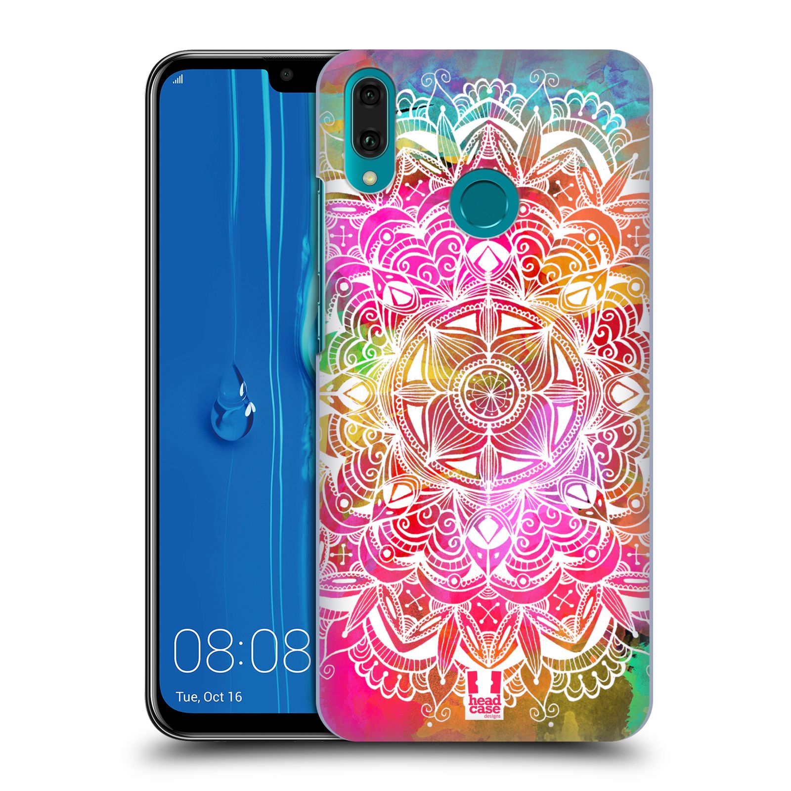 Pouzdro na mobil Huawei Y9 2019 - HEAD CASE - vzor Indie Mandala slunce barevná DUHA