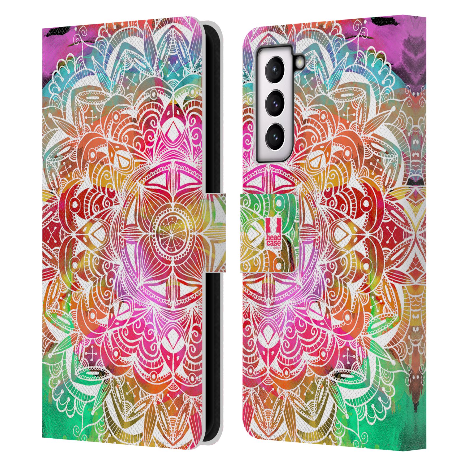 Pouzdro HEAD CASE na mobil Samsung Galaxy S21 / S21 5G mandala kreslená duha