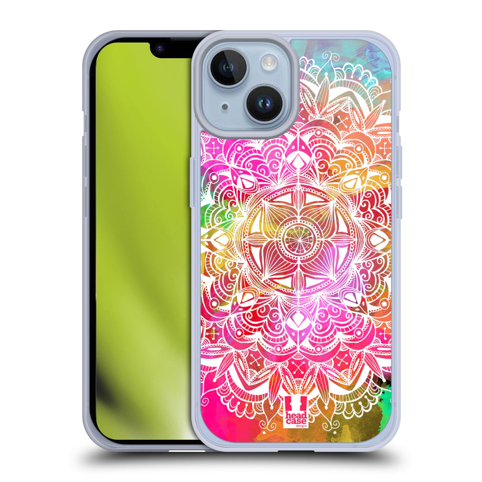 Plastový obal HEAD CASE na mobil Apple Iphone 14 vzor Indie Mandala slunce barevná DUHA