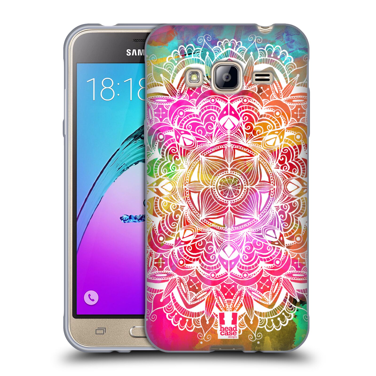 HEAD CASE silikonový obal na mobil Samsung Galaxy J3, J3 2016 vzor Indie Mandala slunce barevná DUHA