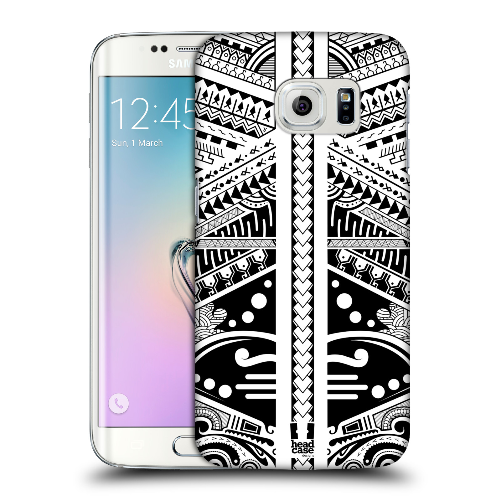 HEAD CASE plastový obal na mobil SAMSUNG Galaxy S6 EDGE (G9250, G925, G925F) vzor Maorské tetování motivy černá a bílá POLYNÉZIE
