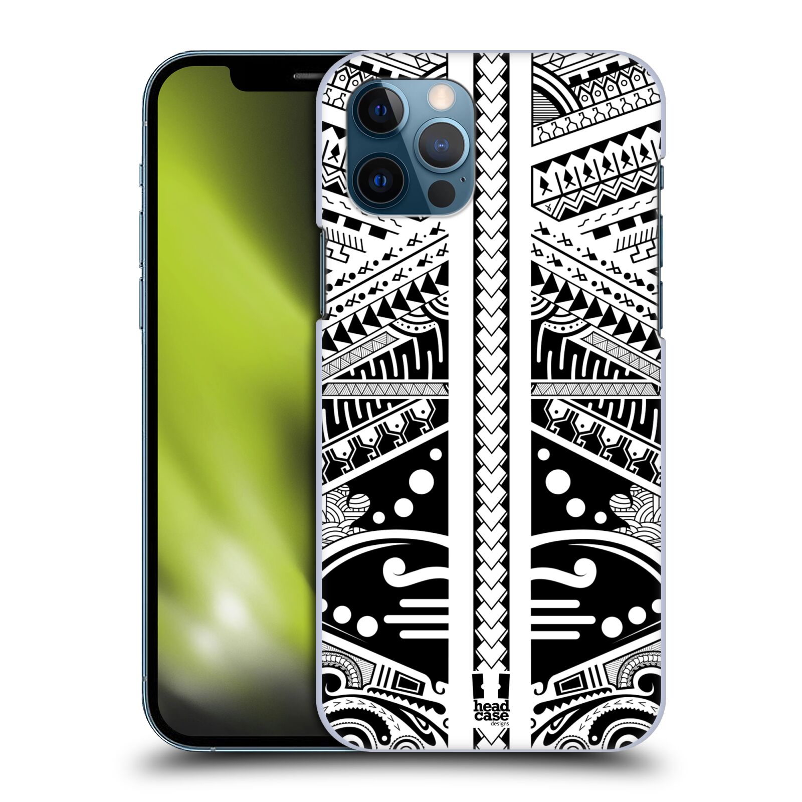 HEAD CASE plastový obal na mobil Apple Iphone 12 / Iphone 12 PRO vzor Maorské tetování motivy černá a bílá POLYNÉZIE