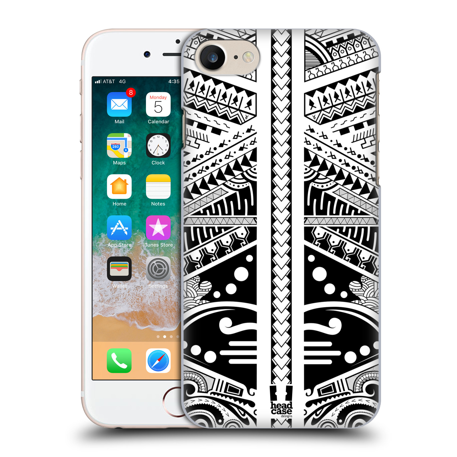 Plastové pouzdro pro mobil Apple Iphone 7/8/SE 2020 vzor Maorské tetování motivy černá a bílá POLYNÉZIE