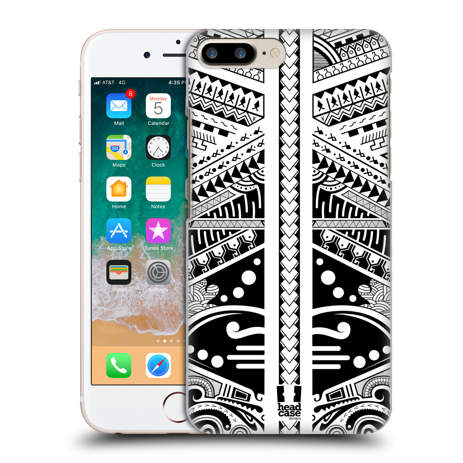 Plastové pouzdro pro mobil Apple Iphone 8 PLUS vzor Maorské tetování motivy černá a bílá POLYNÉZIE