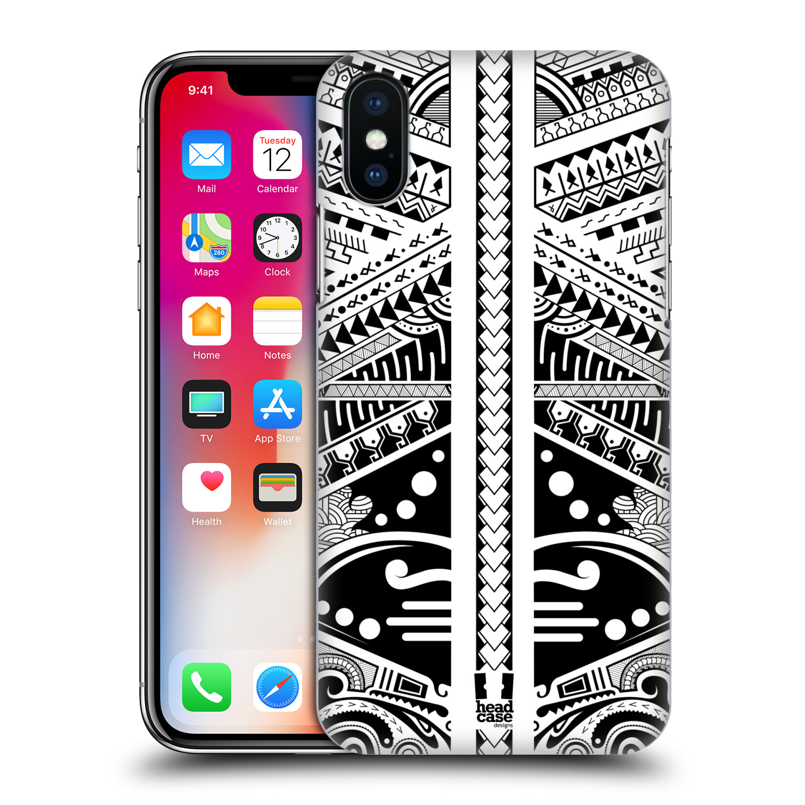HEAD CASE plastový obal na mobil Apple Iphone X / XS vzor Maorské tetování motivy černá a bílá POLYNÉZIE