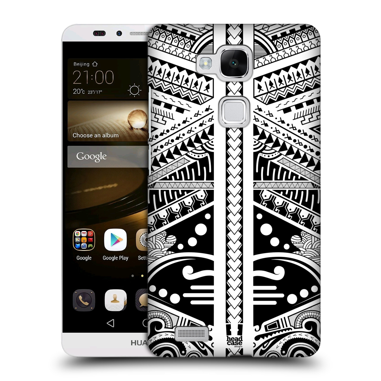 HEAD CASE plastový obal na mobil Huawei Mate 7 vzor Maorské tetování motivy černá a bílá POLYNÉZIE