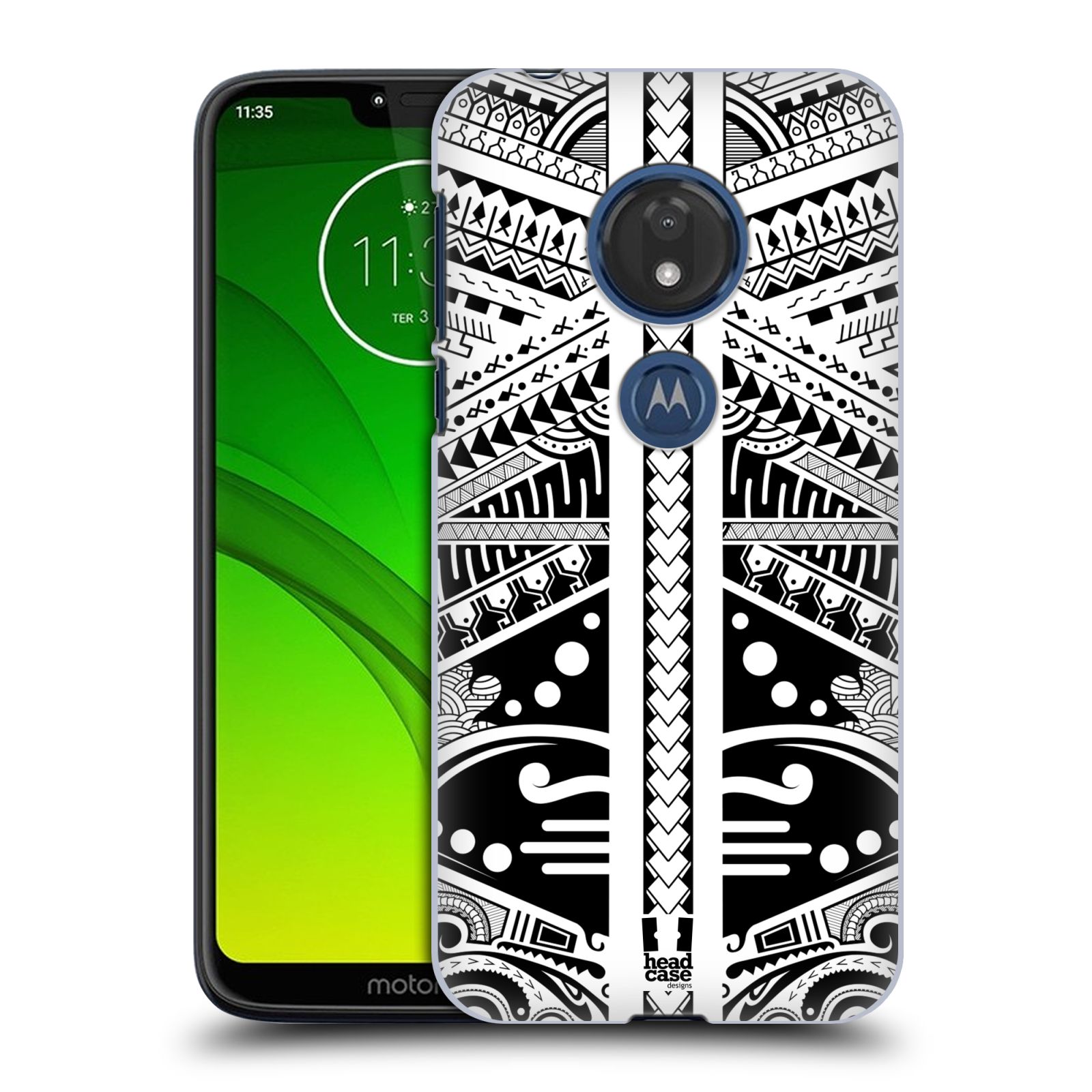 Pouzdro na mobil Motorola Moto G7 Play vzor Maorské tetování motivy černá a bílá POLYNÉZIE