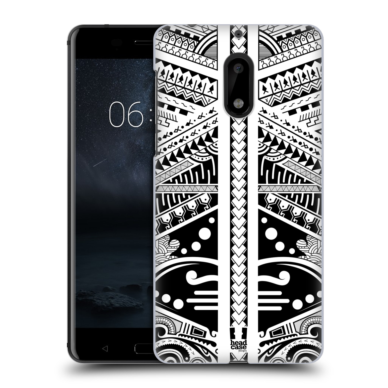 HEAD CASE plastový obal na mobil Nokia 6 vzor Maorské tetování motivy černá a bílá POLYNÉZIE