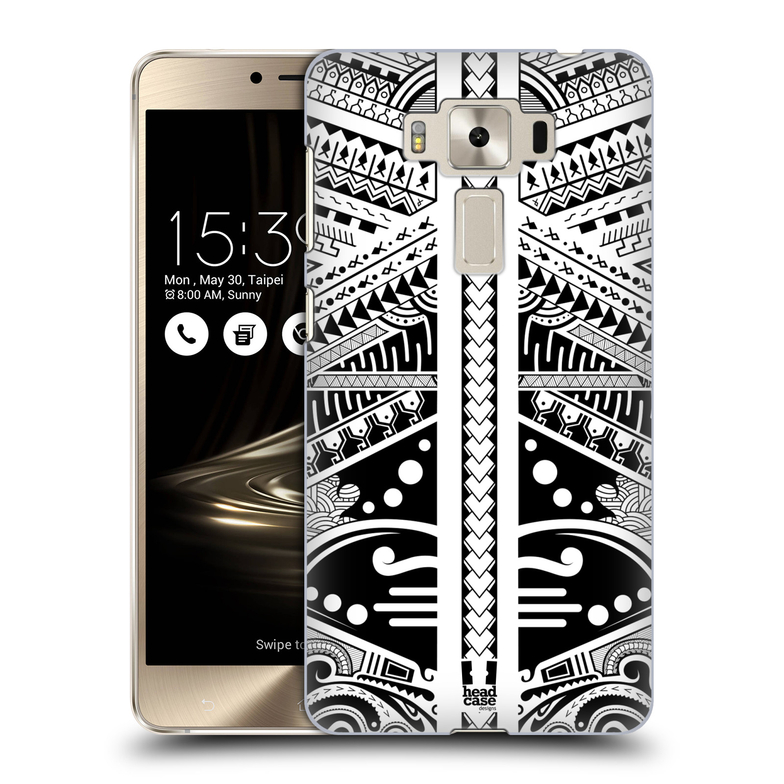 HEAD CASE plastový obal na mobil Asus Zenfone 3 DELUXE ZS550KL vzor Maorské tetování motivy černá a bílá POLYNÉZIE