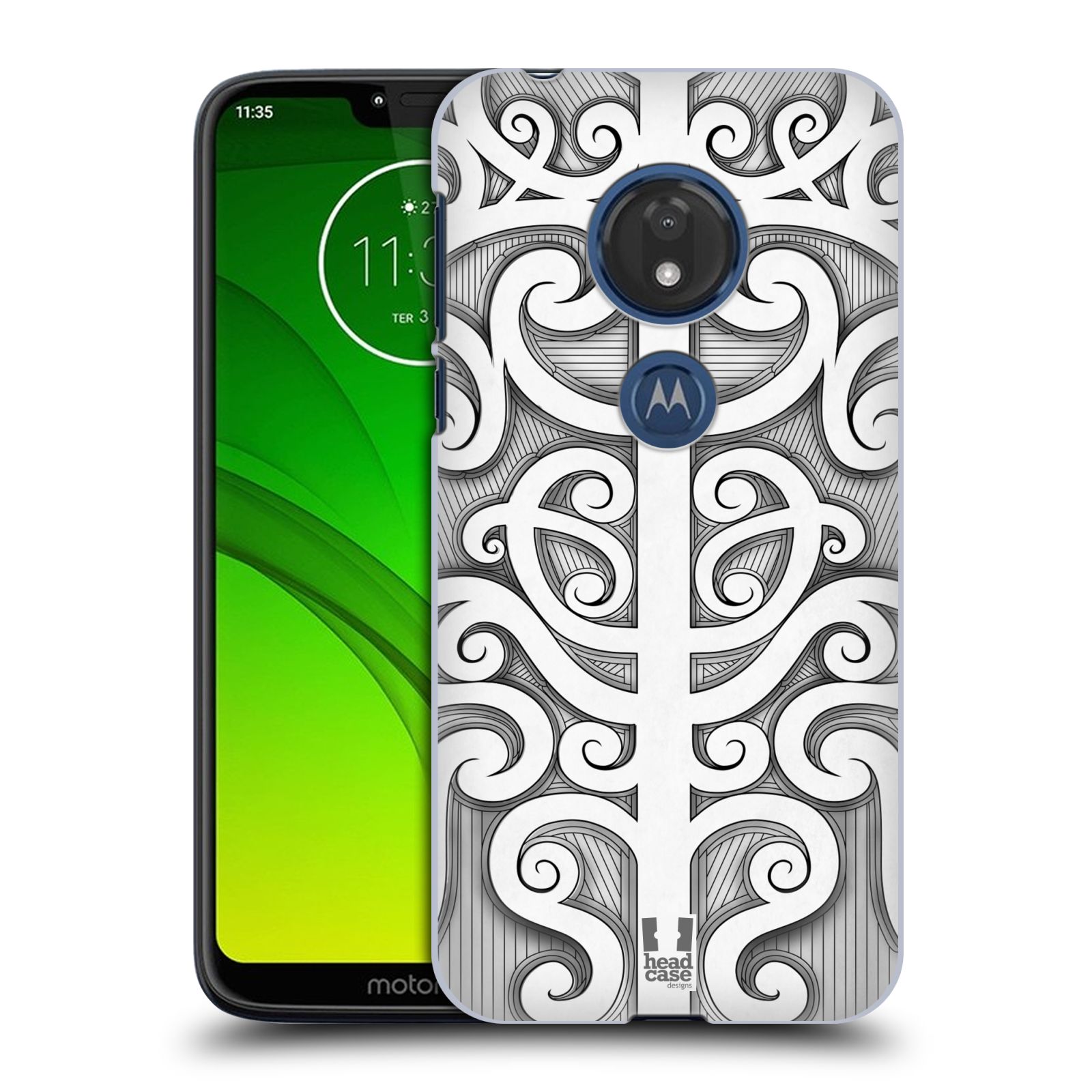 Pouzdro na mobil Motorola Moto G7 Play vzor Maorské tetování motivy černá a bílá VLNA