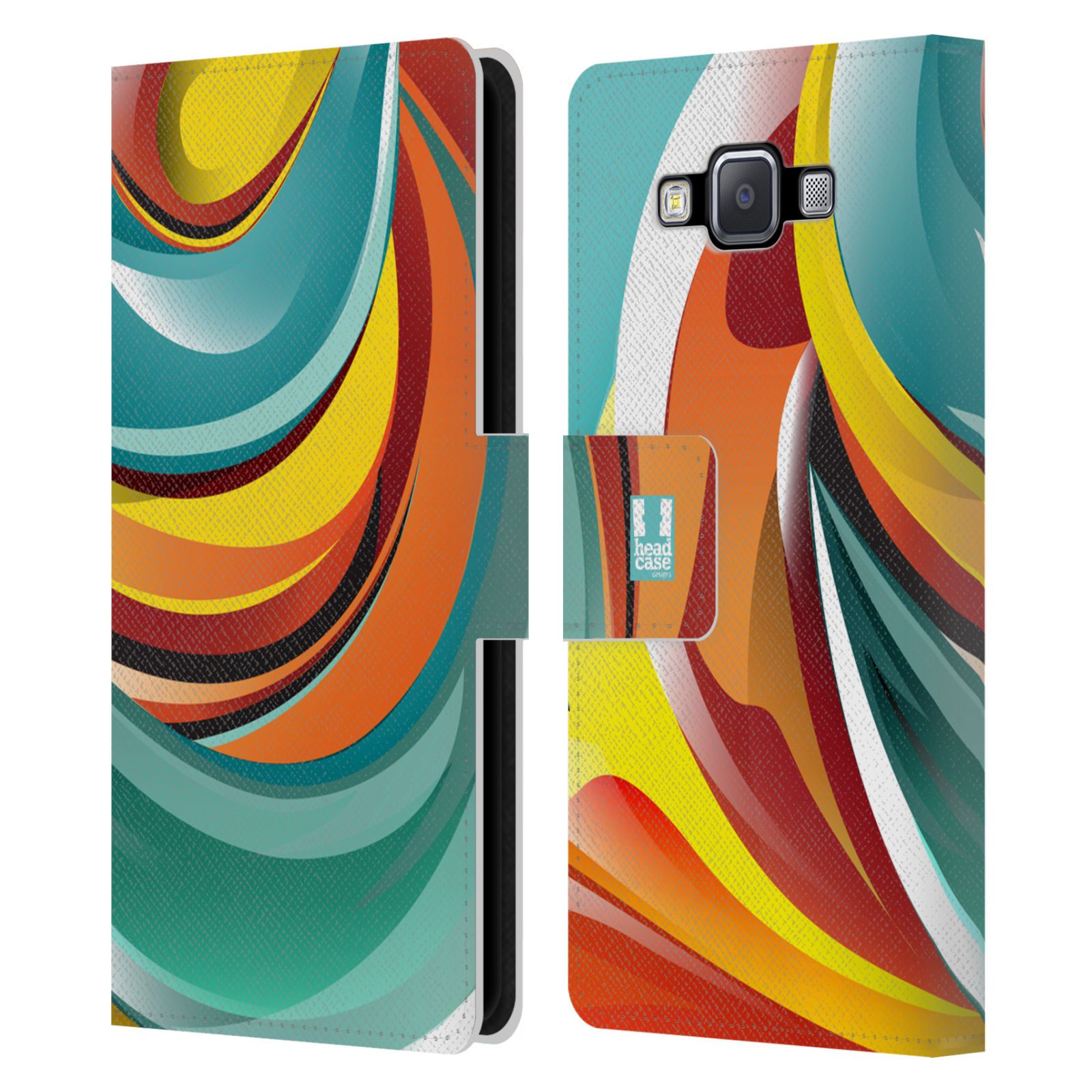 HEAD CASE Flipové pouzdro pro mobil Samsung Galaxy A5 barevný mramor oranžová a modrá