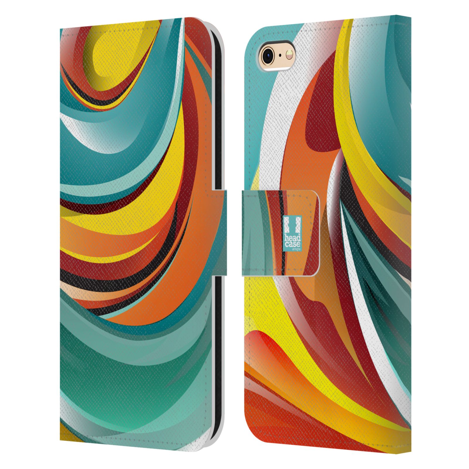 HEAD CASE Flipové pouzdro pro mobil Apple Iphone 6/6s barevný mramor oranžová a modrá
