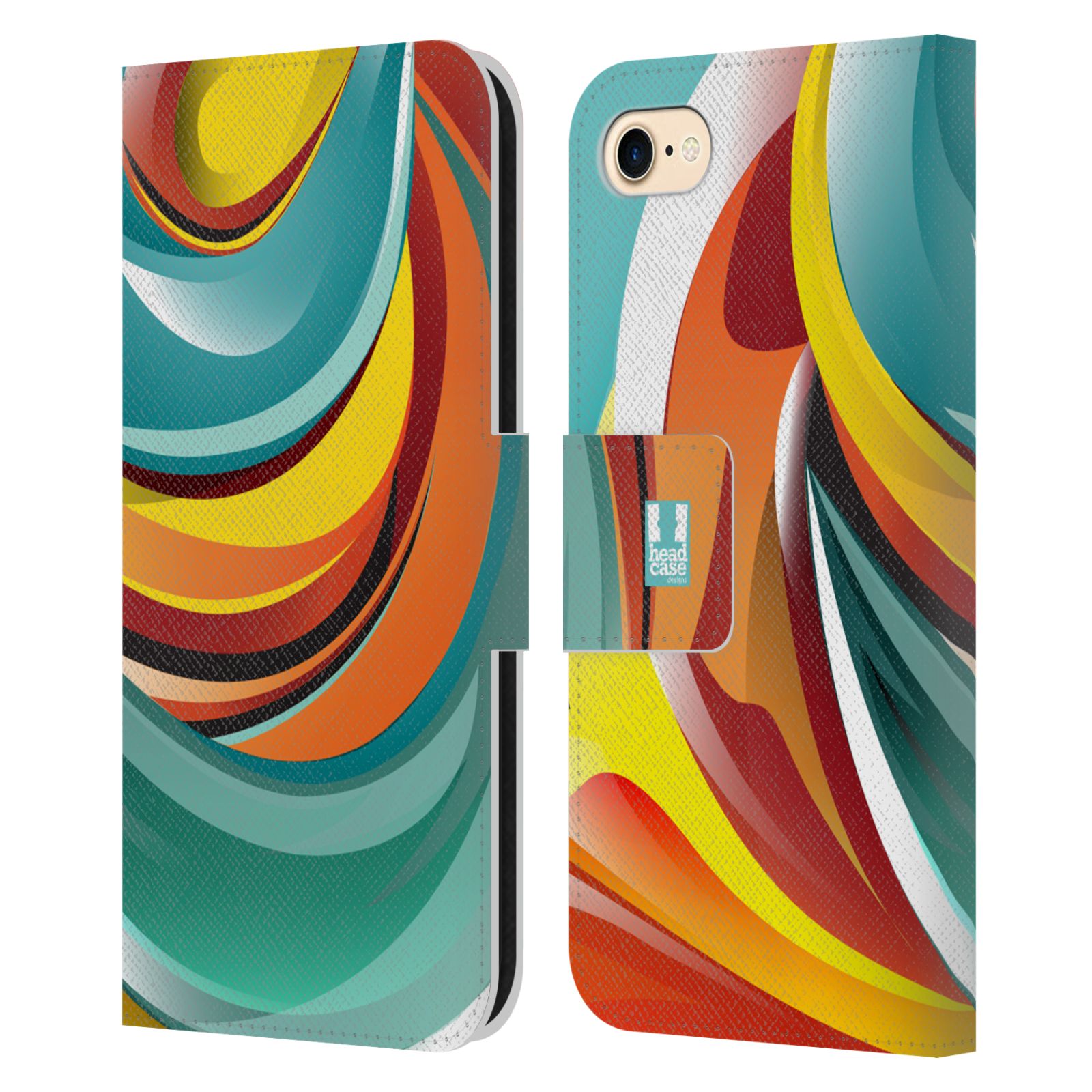 HEAD CASE Flipové pouzdro pro mobil Apple Iphone 7/8/SE 2020 barevný mramor oranžová a modrá
