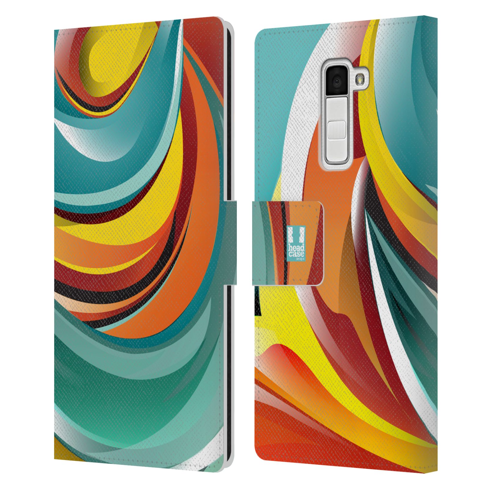 HEAD CASE Flipové pouzdro pro mobil LG K10 barevný mramor oranžová a modrá