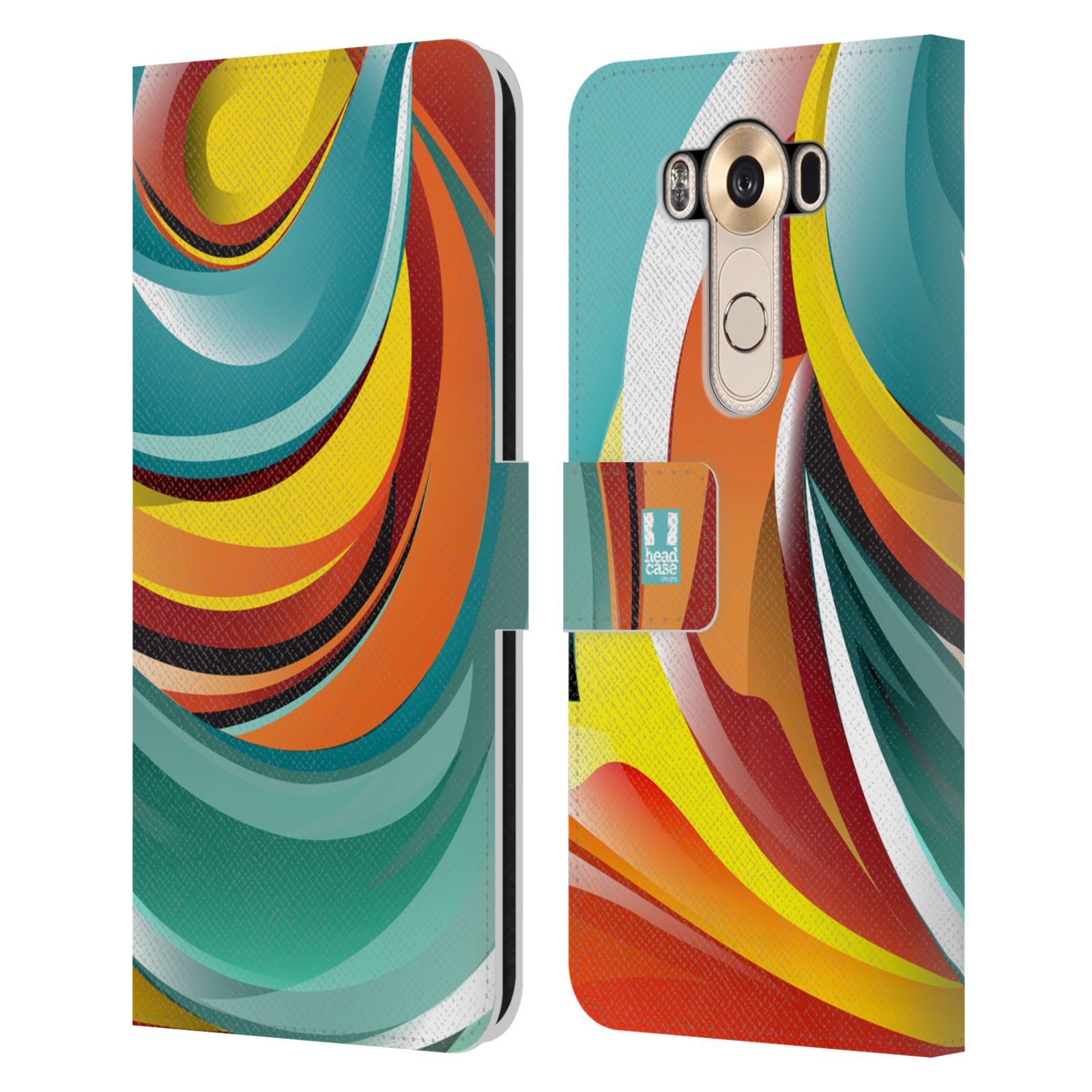 HEAD CASE Flipové pouzdro pro mobil LG V10 barevný mramor oranžová a modrá